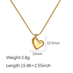 Gepolijste gouden hart hanger ketting van roestvrij staal met verstelbare schakelketting