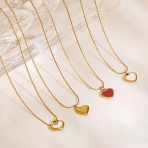 Minimalistische Roestvrijstalen Hart Hanger Ketting Voor Dames Goud Zilver Verguld Kunstparelmoer Emaille Hart Sieraden Cadeau