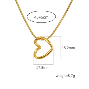 Halskette mit goldenem hohlem Herzanhänger und eleganter Schlangenkette aus Edelstahl