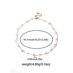 18k gold plated necklace with colorful beads and white star pendant for women