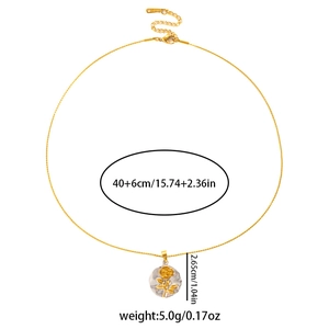 Detailed size chart for two-tone rose pendant necklace with 40+6cm chain measurements