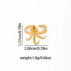 Minimalistischer goldener Oktopus Ring mit verstellbarem mattem Ozean-Design-Detail