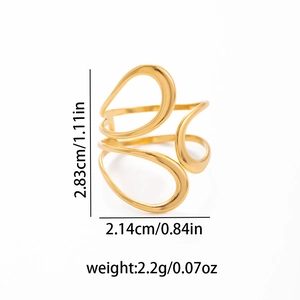 Größentabelle für goldene unregelmäßige Ringe mit Maßen von 2,83 cm x 2,14 cm im Detail