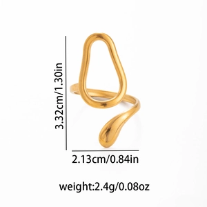 Technisches Diagramm mit den Maßen 3,32 cm mal 2,13 cm des vergoldeten Muschelrings