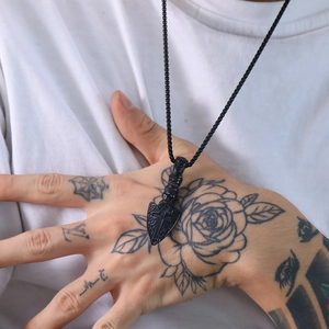 Pendente lancia croce vichinga vintage in acciaio inossidabile nero stile punk