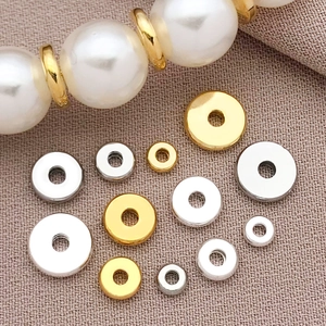 Cuentas espaciadoras redondas bañadas en oro de 18k para joyería DIY con sello de plata S925