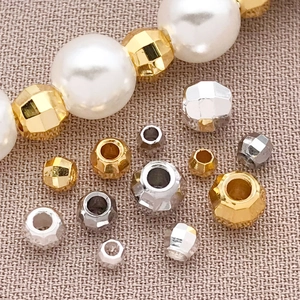 Perline Distanziatrici Sfaccettate in Rame Placcato Oro 18K Motivo Laser Perline Sfuse per Braccialetti Collane Fai da Te Gioielli