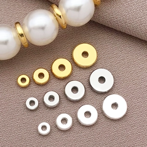 Cuentas espaciadoras pulidas de oro de 18k y plata en cuatro tamaños para joyería DIY