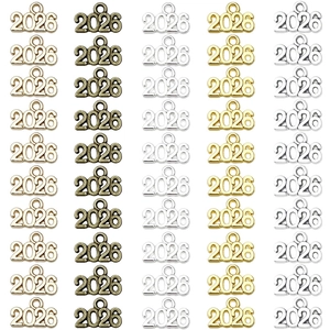 Dijes de Números de Año 2025 2026 DIY Colgantes de Aleación de Zinc Vintage para Fabricación de Joyas Pulsera Collar Llavero