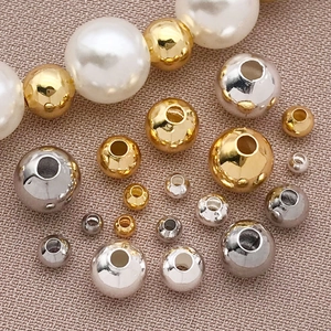 Perline Distanziatrici in Rame Rotonde Galvanizzate Oro Argento Perline Sciolte per Fai da Te Braccialetto Collana Creazione Gioielli