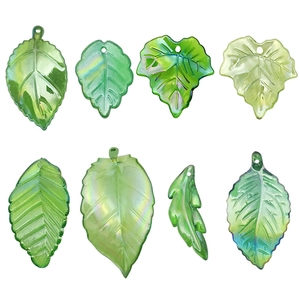 AB coated maple leaf charms in iridescent green acrylic for DIY jewelry making