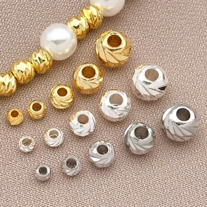 18K gold-plated watermelon textured faceted beads for DIY jewelry making in gold and silver