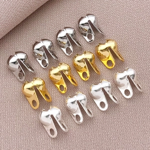 Polished 18K gold and silver bead chain connector clasps for DIY jewelry making