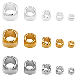 Perles d'espacement carrées arrondies plaquées or 18K pour bijoux DIY en plusieurs tailles
