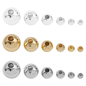 Perline distanziatrici tonde placcate oro 18k in tre colori e sei misure per gioielli DIY