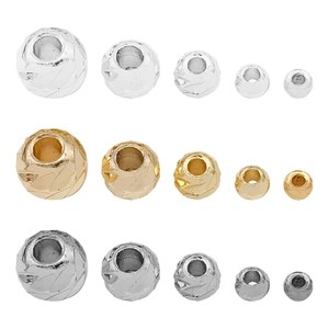 18K gold-plated faceted melon beads in gold silver and grey for DIY jewelry making