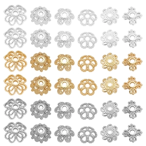 Detailed collection of 18K gold plated hollow flower bead caps for DIY jewelry making