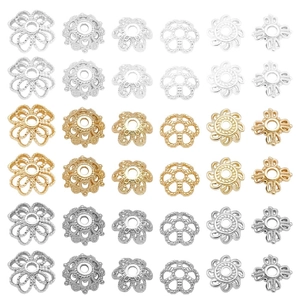 18K gold plated hollow flower bead caps for DIY jewelry making in gold silver and bronze