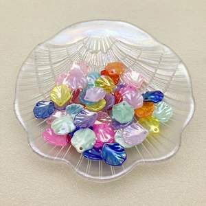 Colorful macaron acrylic camellia petal beads with iridescent finish for DIY jewelry