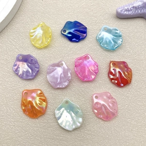 DIY colorful iridescent acrylic camellia flower petal pendants for handmade hairpins