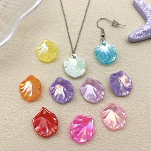 Colorful iridescent camellia flower petal acrylic DIY jewelry accessories for hairpins