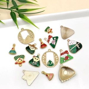 DIY Dragon Boat Festival alloy pendants with cartoon Zongzi designs and enamel finish