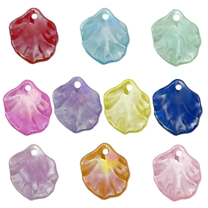 DIY colorful pearlescent acrylic camellia petal pendants for handmade hair jewelry