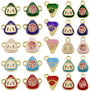 Kleurrijke Zongzi-bedeltjes van legering met lachend gezicht voor DIY-armbanden sieraden