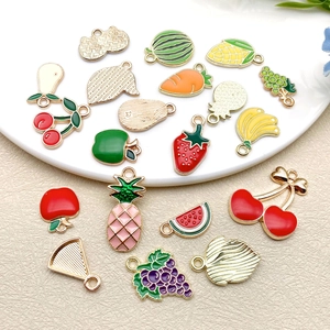 Colorful enamel fruit and vegetable alloy charms for DIY jewelry making and necklaces