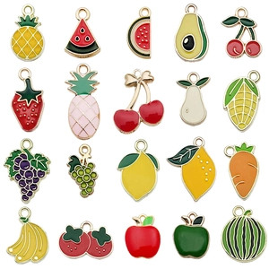 20pcs colorful enamel fruit and vegetable alloy charms set for DIY jewelry making