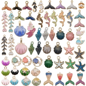 Oceaan Thema Emaille Legering Bedels Zeemeermin Zeester Schelp Vishuid Hangers Voor DIY Sieraden Maken Accessoires