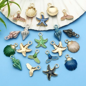 Pendentifs marins en alliage avec étoile de mer et coquillages pour bijoux DIY