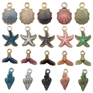 Pendentifs en Alliage de Zinc Émaillés Série Océan Coquillage Étoile de Mer Escargot de Mer Queue de Sirène pour la Fabrication de Bijoux DIY Accessoires de Porte-clés