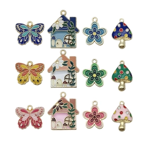 Bunte Emaille-Blumen und Schmetterlingsanhänger für DIY-Schmuck und Accessoires