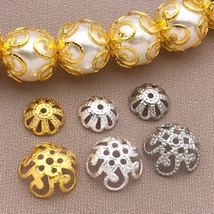 18K Vergoldetes Kupfer Hohlblume Perlenkappen Filigran Spacer Für DIY Schmuckherstellung Armbänder Halsketten Zubehör