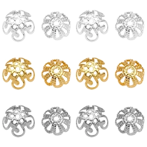 Hohlblumen-Perlenkappen in Gold, Silber und Bronze für DIY-Schmuckherstellung