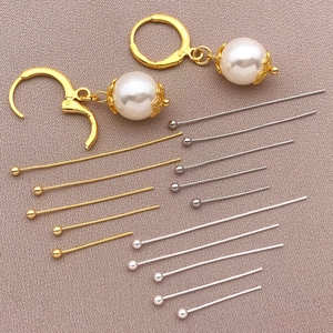 Spilli a testa sferica placcati oro 18K e ganci per perle per gioielli fai da te