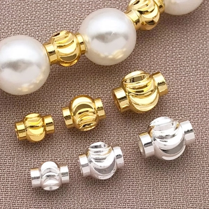 18k gold plated lantern spacer beads in gold and silver for DIY jewelry making