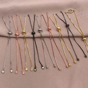 Verstellbarer Kupfer Box Kette Armband Slider Verbinder Mit Strass Oder Runden Perlen Für DIY Schmuckherstellung Hochwertige Galvanisierte Metallkette