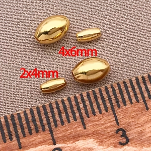 Λεπτομερής σύγκριση οβάλ χαντρών 18K χρυσού 4x6mm και 2x4mm για κατασκευή κοσμημάτων DIY