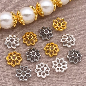 Copriperla a Forma di Loto Cavo in Lega Distanziatori per Creazione Gioielli Fai da Te Accessori Placcati Oro Argento