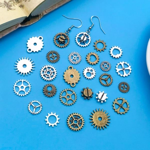 Vintage Steampunk Herz-Zahnrad Set aus Legierung in Bronze- und Silberoptik