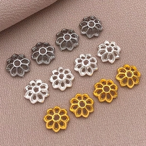 Copriperle a loto traforato in oro, argento e grigio per creazione gioielli DIY