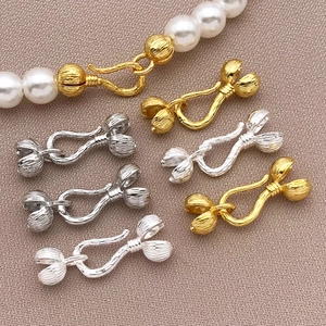 18K Vergoldetes Kupfer OT Knebelverschlüsse Metall Blumenschnalle Endverbinder Für DIY Schmuck Halskette Armband Herstellung