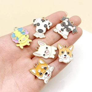 DIY colorful enamel animal charms featuring Corgi and Dalmatian for jewelry making