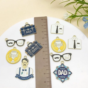 Father's Day enamel charms set with shirt, briefcase and glasses for DIY jewelry making