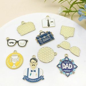 Father's Day DIY pendant set featuring shirt, briefcase, and glasses enamel charms