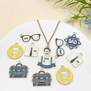 Father's Day enamel charms collection with shirt, glasses and dad medal icons