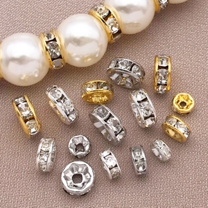 Separadores dorados de 18k con pedrería para crear pulseras y collares artesanales