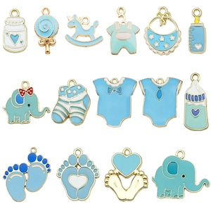 Set de 15 colgantes de esmalte azul claro para creación de joyería artesanal DIY